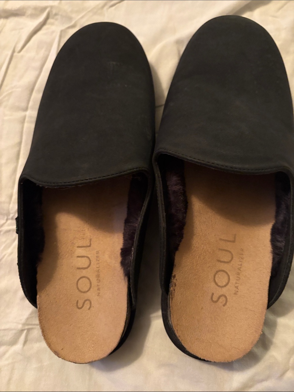 Soul by Naturalizer black mule slip on shoes. Never worn outside. Fuzzy lining